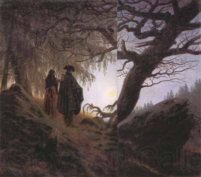 Caspar David Friedrich Man and Woman Contemplating the Moon (mk10) Norge oil painting art
